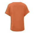 thumbnail image 4 of OSOLU Solid Color Women Buttoned V-Neck T-Shirt Short Sleeve Tee Tops Cute Dailywear, 4 of 5