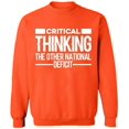 thumbnail image 2 of OXI Crewneck Sweatshirt - Critical Thinking,Basic Casual Sweatshirts for Men's and Women Fleece Sweatshirt Long Sleeve- Orange X-Large, 2 of 2