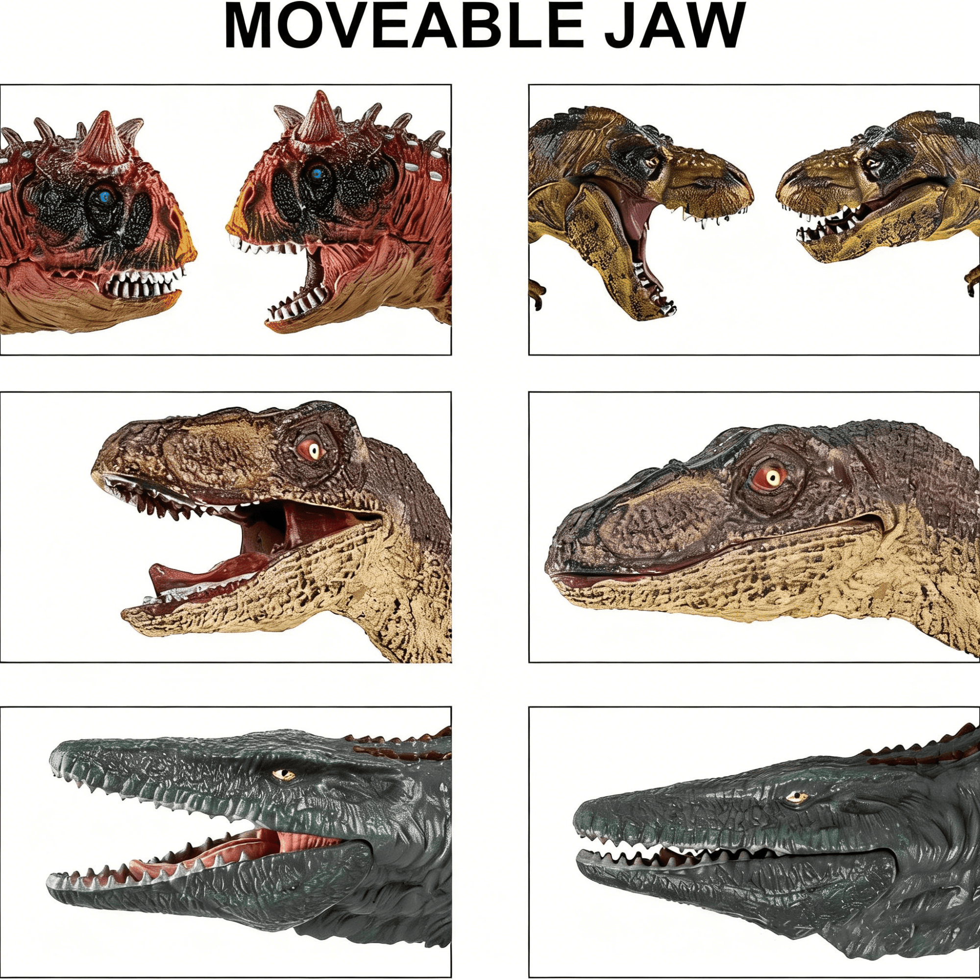 6Pcs Jumbo Dinosaur toys for boys 3-6 years, Realistic  Dino Action Figure Set with Movable Jaw, Durable Dino Playset for Birthday Dinosaur Lovers Birthday
