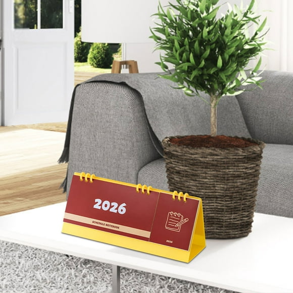 Mini calendario de escritorio 2026: calendario compacto en inglés con espacio para notas y planificación, diseño elegante para la oficina o el hogar, diseño mensual y anual con fechas festivas.