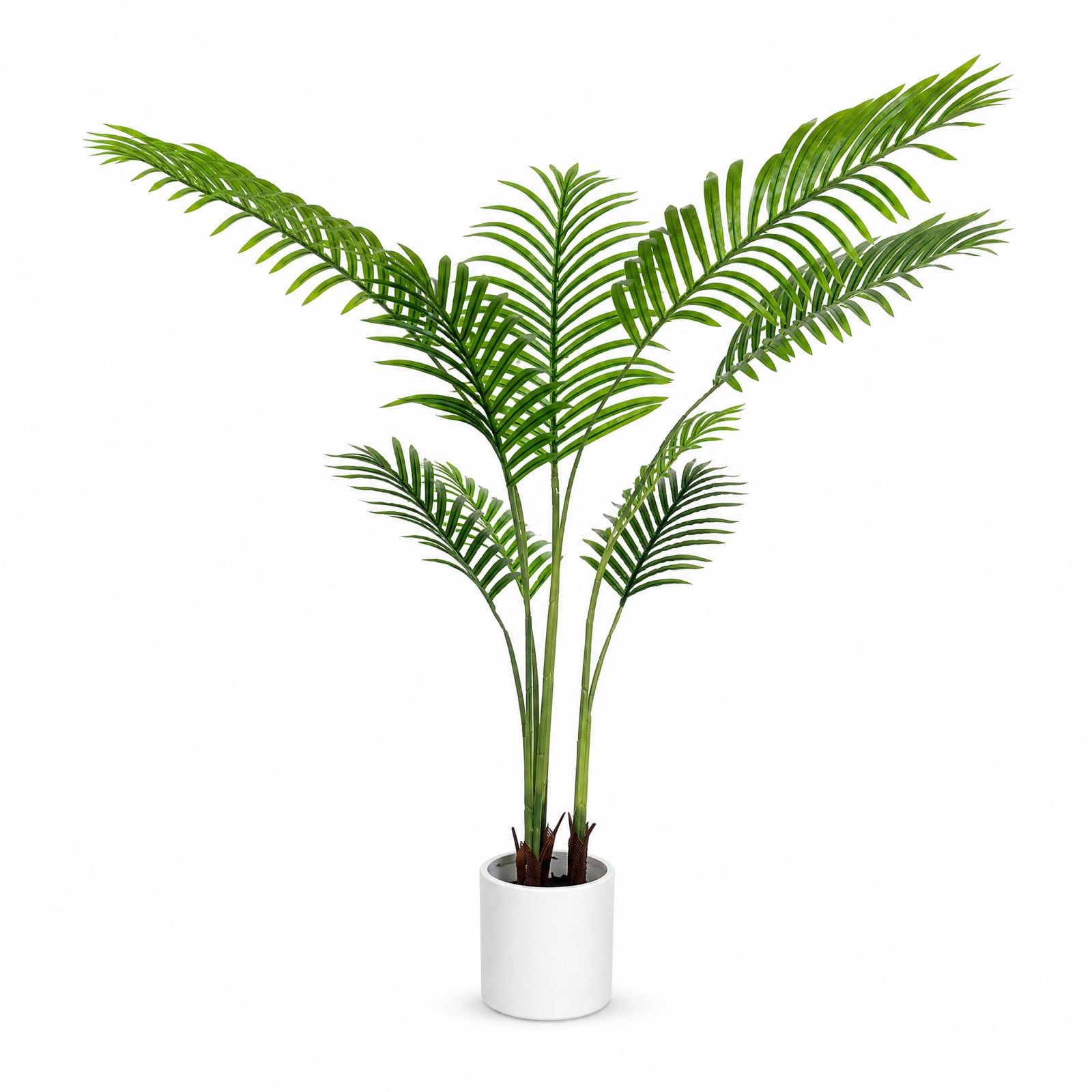 BEAUTYPEAK 4FT Artificial Palm Plants Fake Pre Potted Faux Green Tree Fake House Plants Indoor Outdoor Floor Plant