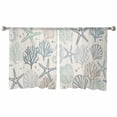 thumbnail image 2 of Aqua Teal Coastal Semi Sheer Curtains 54 Inch Length 2 Panels Set,Summer Beach Starfish Coral Nautical Rustic Sheer Kitchen Curtain Voile Window Curtain for Living Room Bedroom Rod Pocket Drapes, 2 of 7