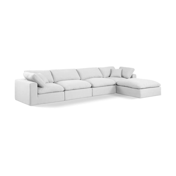 Meridian Furniture Comfy White Linen Textured Fabric Modular Sectional