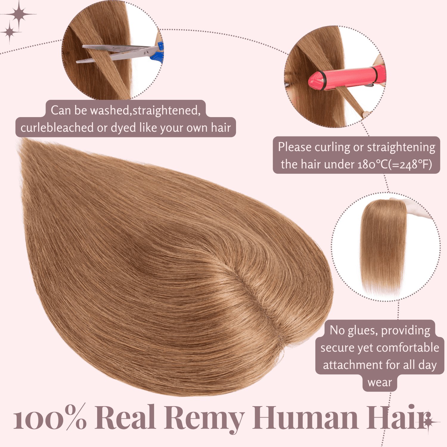 Benehair 10*12cm Side Part Clip In Hairpiece 100% Remy Real Human Hair Topper Hair Piece Wigs Handtied Lace Base For Woman Thin Hair Loss Top Piece Brown 10inch