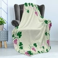 thumbnail image 4 of Nature Soft Flannel Fleece Blanket, Grape Vines Framework Fruit Garden Curvy Branches Leaves Vintage Illustration, Cozy Plush for Indoor and Outdoor Use, 60" x 80", Pink Purple Green, by Ambesonne, 4 of 5