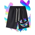 thumbnail image 2 of Pantalones cortos de verano para hombre, Pantalón deportivo de playa Retro, minimalista, estampado de cara sonriente, moda urbana, secado rápido, con cordón Fivean unisex, 2 of 2
