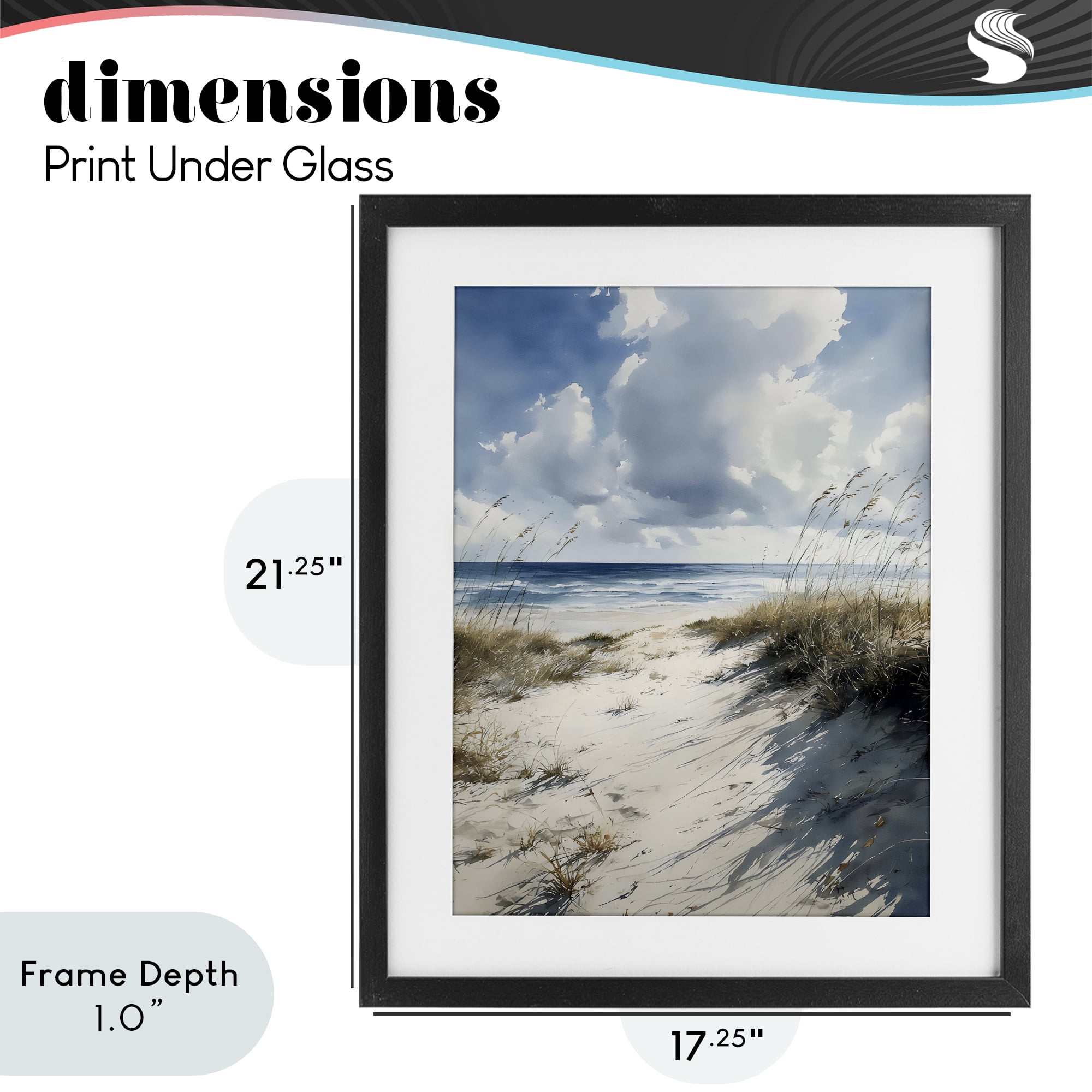 Stupell Industries Dune Beach at Midday Black Framed Print Under Glass, design by Franklyn Gregory