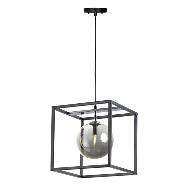 Maxim 11364MSKBKPC 12 in. Fluid Black & Polished Chrome LED Single Pendant Ceiling Light, Mirror Smoke