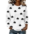 thumbnail image 2 of St. Patrick's Day Sweatshirt for Women Textured Quilted Fabric Clover Print Crewneck Long Sleeve Pullover Loose Fit Festive Clothes, 2 of 5