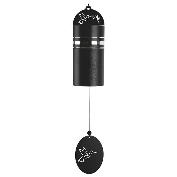 FC Design 22" Long Metal Black Tube Hummingbird Wind Chime Statue Sculpture Ornament Decoration Home/Room/Garden Decor and Unique Gift Ideas for Housewarming, Holidays and Birthdays