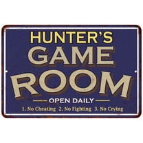 HUNTER'S Blue Game Room Gift Sign Metal Wall Decor 12x18 112180002221