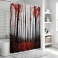 thumbnail image 6 of Red Forest Shower Curtain, Waterproof Shower Curtains for Bathroom, Vintage Foggy Woods Tree Mysterious Washable Fabric Bathtub Curtain Set Bath Decor with 12 Hooks Stall 36"x72", 6 of 8