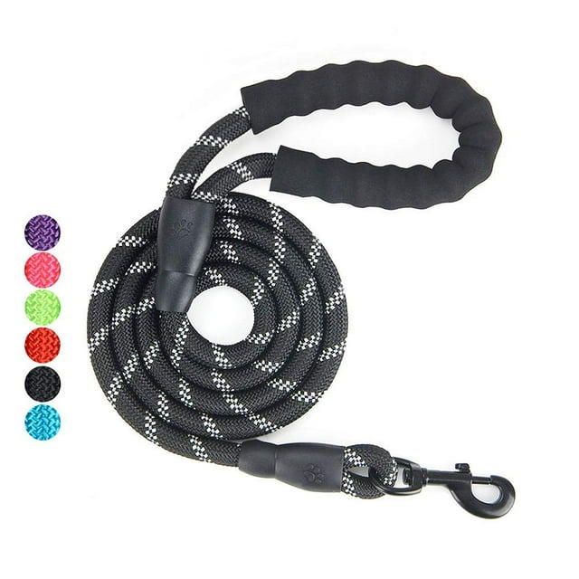 Dog Leash with Comfortable Padded Handle and Highly Reflective Threads Dog Leashes for Medium and Large Dogs -Black