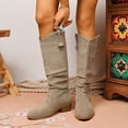 thumbnail image 4 of Fnooota Women's Knee High Boots, Pull On Non Slip Block Heel Pointed Toe Fall Winter Shoes Khaki Size 9.5, 4 of 8