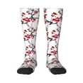 thumbnail image 1 of Fotbe Cherry Blossoms Calcetas Divertidas Estampadas para Hombre y Mujer, Calcetas de Algodón hasta la Rodilla para Caminar, Correr, Enfermería y Embarazo, 1 of 6