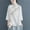 White, variant on Embroidered 3/4 Sleeve Boho Tops Linen Clothing For Women Chinese Frog Casual Blouses Chinese Frog Button Tees Boho Peasant Gauze Blouses Peasant Blouse Womens Gauze Tops Womens Summer Tops Green L