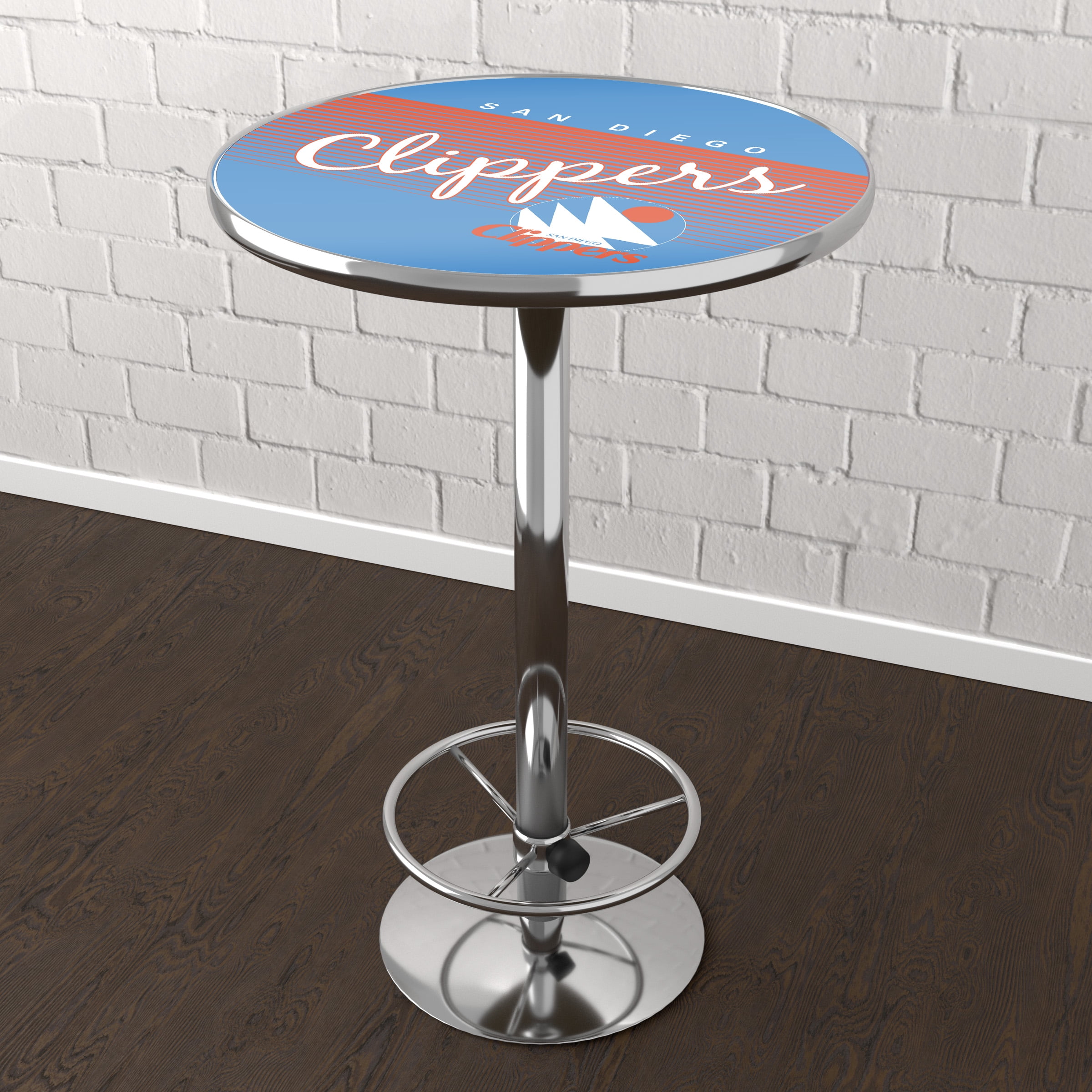 San Diego Clippers Hardwood Classics Bar Table with Adjustable Footrest and Acrylic Top