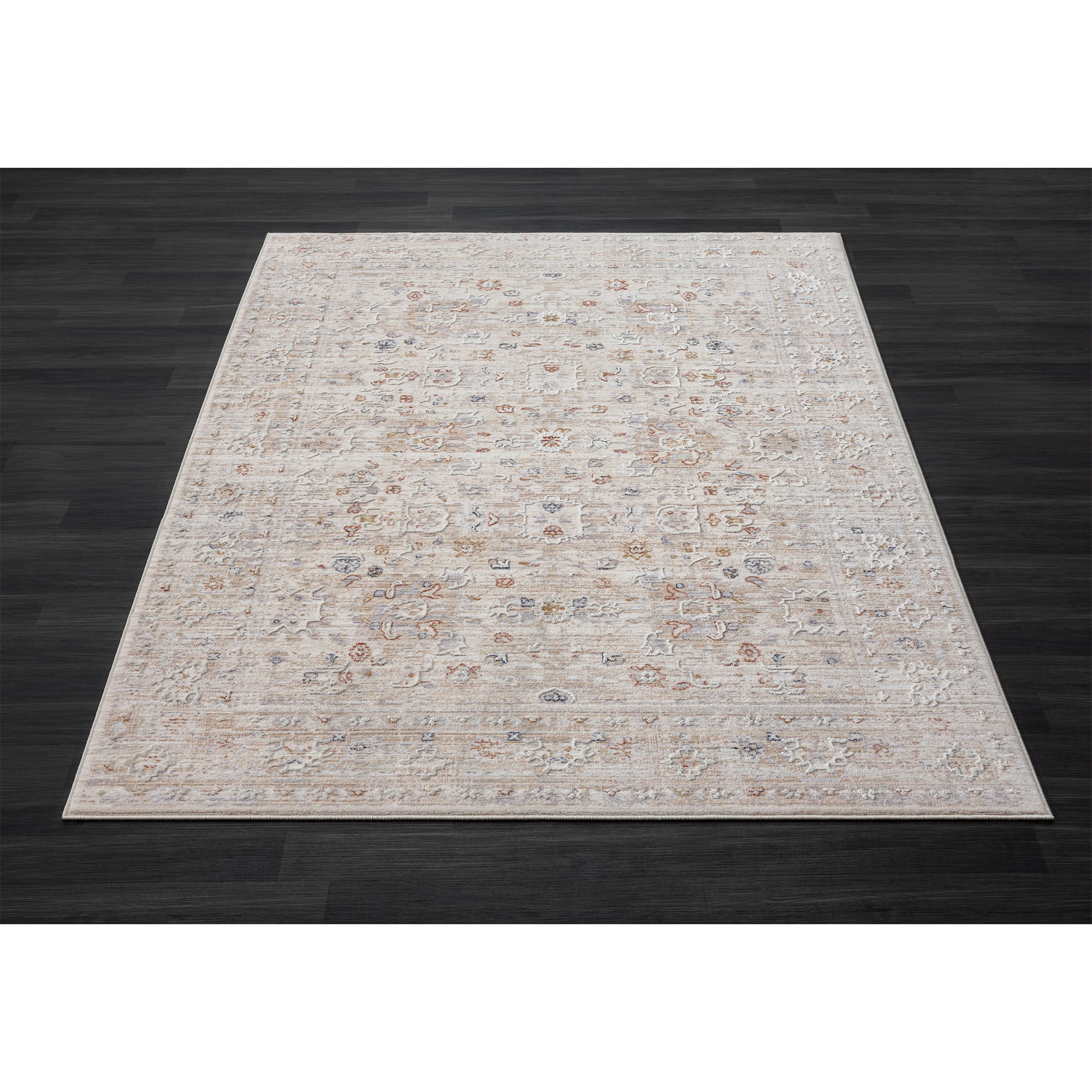 LR Home Mia 4' X 6' Gray/Rust Bordered Premium Ultra-Soft Indoor Area Rug