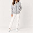 thumbnail image 3 of Women's Full Zip Sweatshirt Jacket, Stand Collar Long Sleeve Front Zipper Jackets No Hood with Side Pockets, Solid Casual Layering Work Travel Fall Outerwear, Xxl, 3 of 10