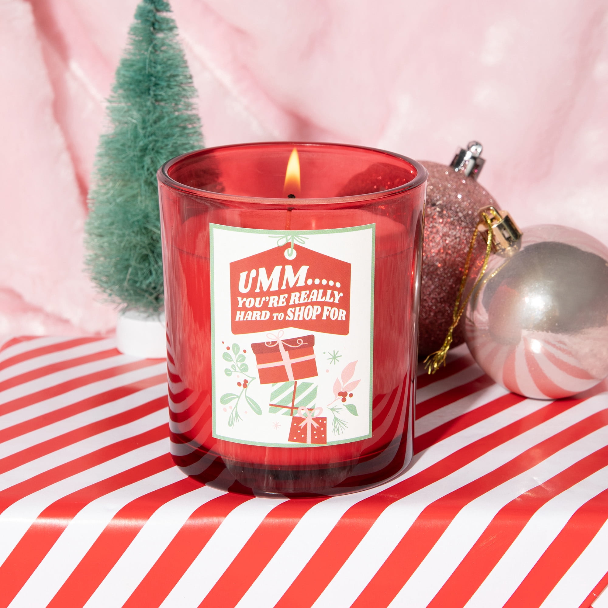 Mainstays 1-Wick Glass Jar Candle, Umm You're Really Hard to Shop For, Country Holiday Scent, 7 oz