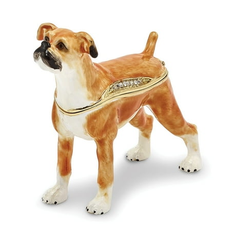 Bejeweled Trinket Box - Bejeweled Pewter Enamel Boxer Trinket Box