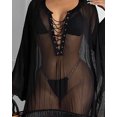 thumbnail image 3 of Savvy and Selah Women Swimsuit Cover Up, Sheer Mesh with Eyelet Lace-up Front for Bikini Cover Up, 3 of 5