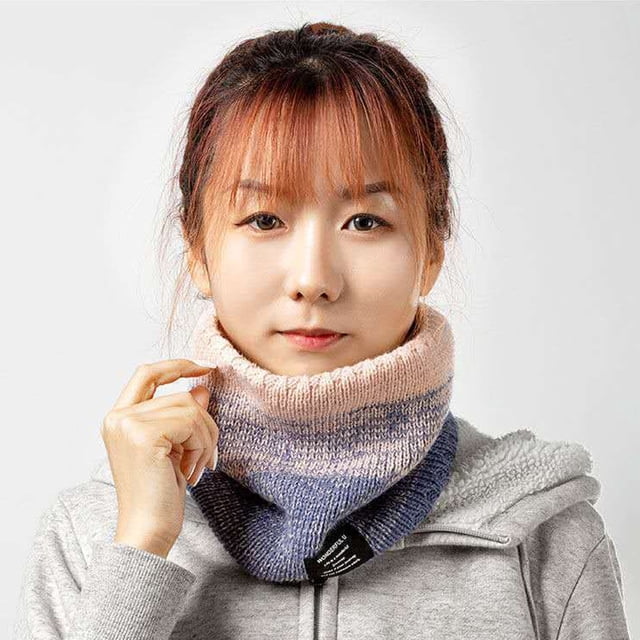 YAOBAMM Skiing Scarf Unisex Winter Scarf Double Layers Thickened Plush Color Matching High Elasticity Windproof Cold Resistant Cycling