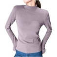 thumbnail image 2 of YHAJDS Women Winter Oversized Sweatshirt,Women Long Sleeve Tops Womens Pocket Shirt Solid Color Half High Neck Soft Thermal Base Layer Pullover Blouse, 2 of 3