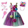 thumbnail image 3 of Disfraz de carnaval de arcoíris con caramelos para niños de 2 a 10 años, vestido de princesa con estampado de piruleta y diadema, ropa para fiesta de cumpleaños y Navidad, 3 of 4
