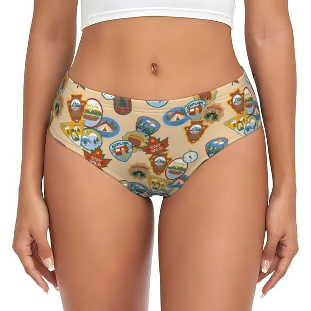 Fotbe Camp Badge Calzones Estampados para Mujer – Ropa Interior de Algodón, Cómoda, Suave y Elástica-X-Large