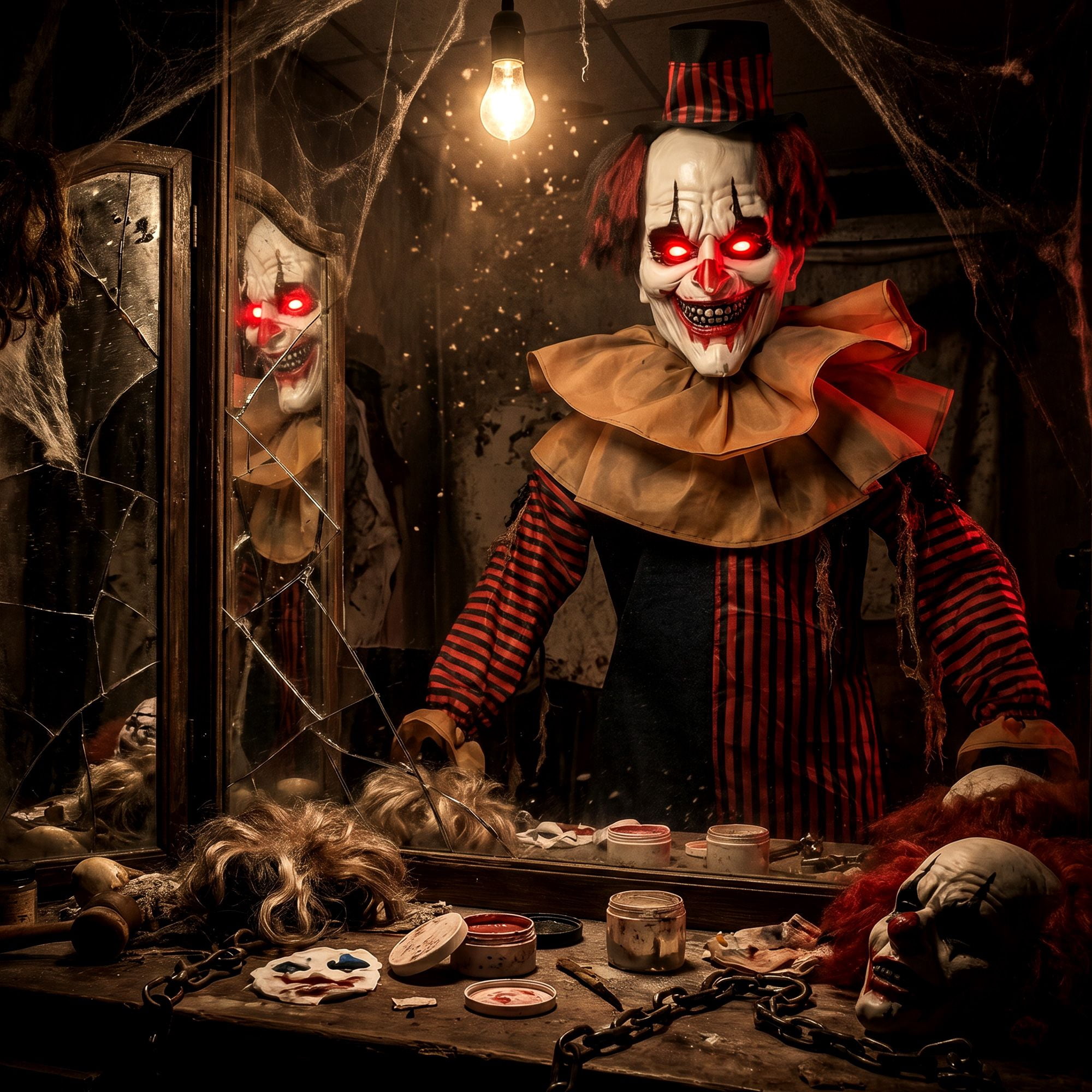 Alvantor Large Inflatable Halloween Decorations Clown LED Yard Decor with Sound Touch Activated Red