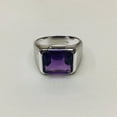 thumbnail image 2 of 925 Sterling Silver Ring- Natural Amethyst Ring- Men's Ring- Solid Silver Ring- Gemstone Ring- Birthstone Ring- Men's Wedding Ring-, 2 of 3
