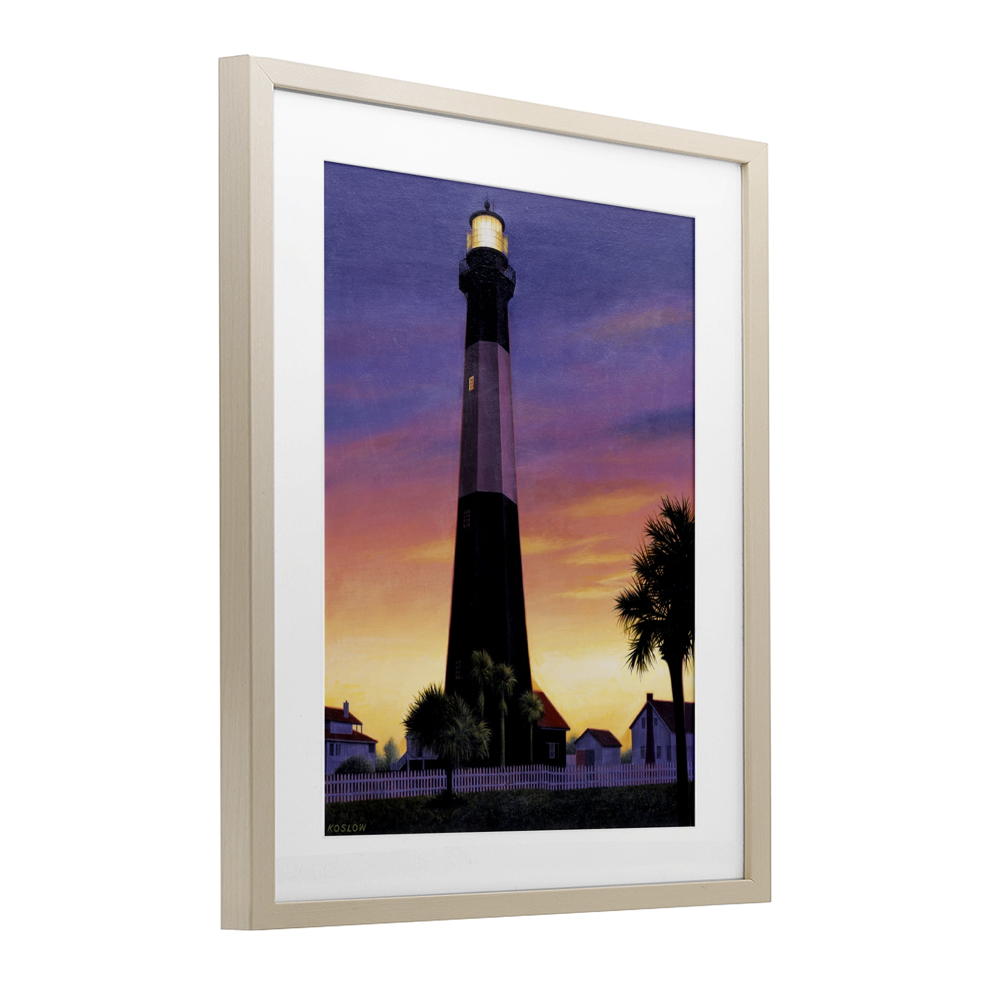 Georgia Tybee Island Lighthouse Birch Framed Print Under Glass, design by Wind River Studios