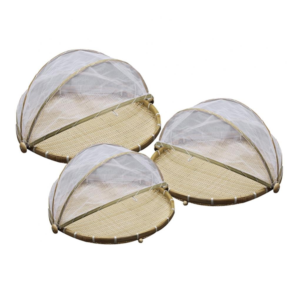 Details about   1Pcs Bamboo Tent Basket Hand-Woven Tray Serving Food Picnic Screen Net Cover USA 