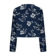 thumbnail image 5 of AKOEE Womens Cropped Sweatshirts Long Sleeve Floral/Striped Print Graphic Crewneck Pullover Loose Fall Tops (L, Navy), 5 of 5