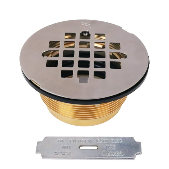 Westbrass D206B-20 4-1/4" Brass Key Compression Shower Drain, Stainless Steel