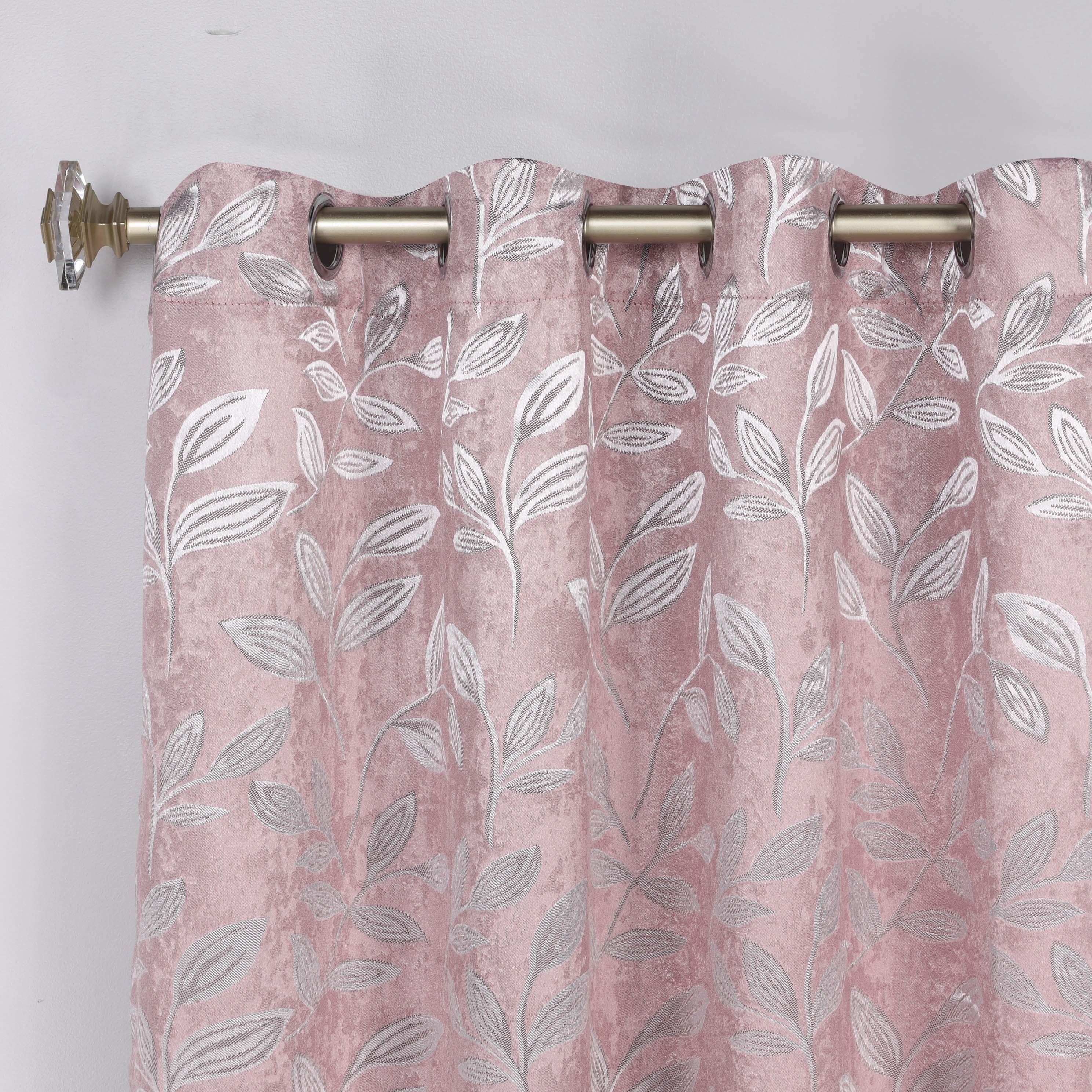 Superior Blackout Leaves Curtains Set of 2, Light Filtering Grommet Curtain Panel Set, Blush, 46"W x 63"L