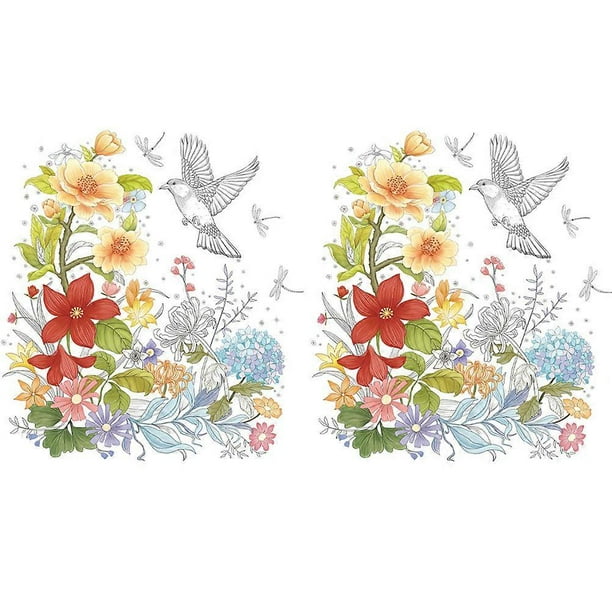 Removable Toilet Lid Sticker Modern Floral Design For Washroom Decor 30.00X25.00X0.20CM PVC Material 2 Sheets