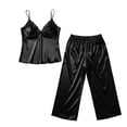 thumbnail image 6 of ylioge Womens Lace Splice Satin Pajama Sets 2 Piece Lightweight Sleeveless Tank Tops Straight Leg Pants Solid Color Loungewear Homewear Pajamas Set, 6 of 6