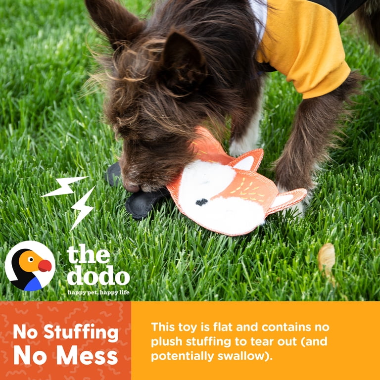 The Dodo Stuffing Free Flat Crinkle Red Fox Dog Toy Durable No