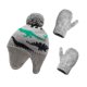 thumbnail image 1 of Minnieouse Gorro Conjunto de guantes Diseño de orejeras Gorros de punto para niños con patrones de dinosaurios Dibujos animados Accesorios de invierno Sombreros verde azulado gris L 4-5 ans Minnieouse AP009413-24B, 1 of 6