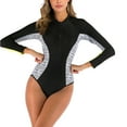 thumbnail image 3 of MRULIC one piece bathing suit for women Women's Printed Rash Guard Long Sleeve Swimsuits Sunscreen Surfing Suit Bathing Suit Grey + M, 3 of 9