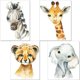 thumbnail image 1 of Set de 4 carteles decoración para habitación infantil - carteles bebé niño o niña - animales safari selva - decoración pared imagen jirafa elefante cebra tigre，15x20cm JAMW Sencillez, 1 of 5