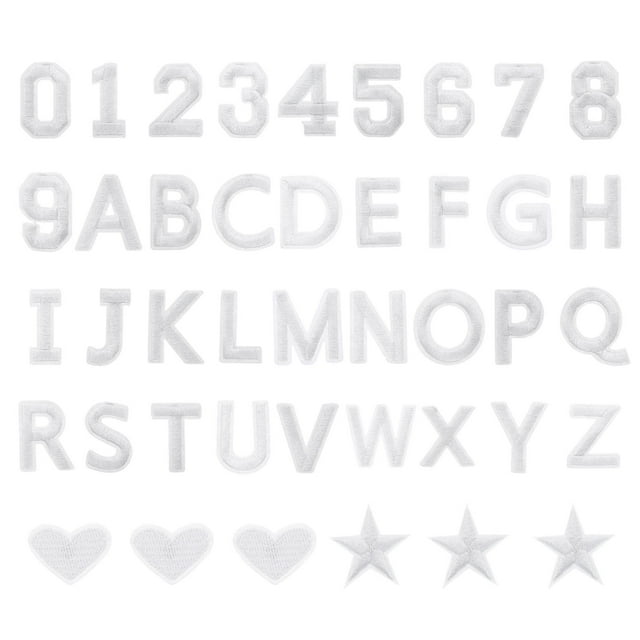 Uxcell 78 Pcs Letras y Números de Planchar de 1.5" A-Z Letra 0-9 Número para Ropa Blanca