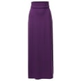thumbnail image 1 of A2Y Women's Basic Foldable High Waist Floor Length Maxi Skirts Dark Purple 1XL, 1 of 5