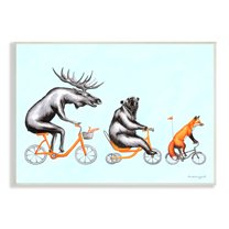 Stupell Industries Wildlife Animals Riding Bikes Moose Bear Fox Graphic Art Unframed Art Print Wall Art, Design by Amelie Legault