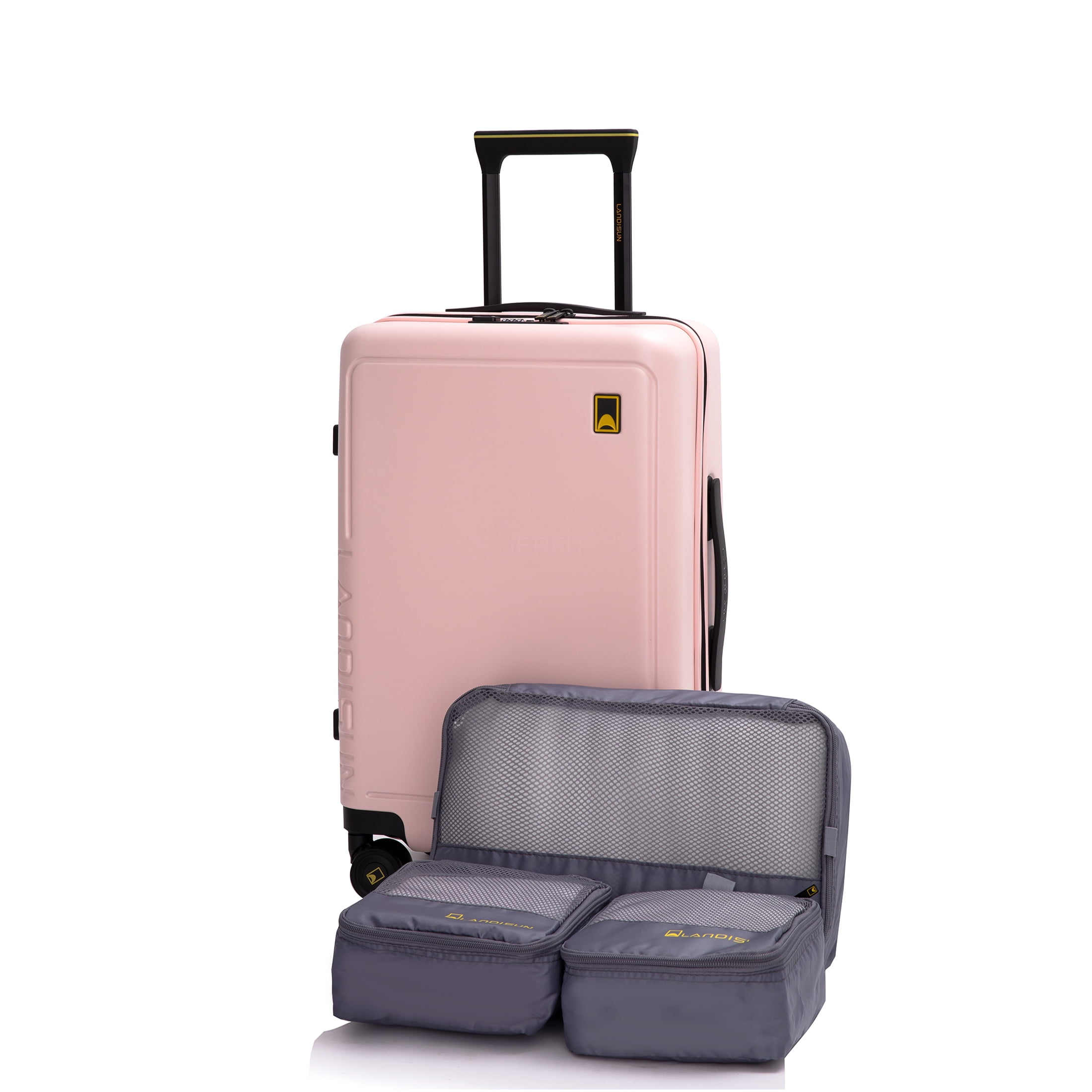 JERFIT 19 Inch Carry On Luggage Spinner Hardshell Suitcase, Lightweight ABS+PC Check In Approved Travel Case with 360° Wheels & TSA Lock, Pink