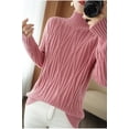 thumbnail image 3 of Suéter holgado de cuello alto medio de otoño e invierno, suéter con rombos torcidos, suéter de camisa de manga larga con parte inferior, 3 of 6