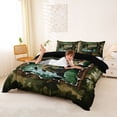 thumbnail image 3 of jejeloiu Camo Bass Fishing Bedding,Wood Farmhouse Print Duvet Cover Full For Boys,Green Black,Black Reversible,3pcs,1 Duvet Cover and 2 Pillowcases, 3 of 6