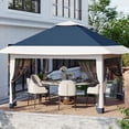 thumbnail image 3 of 12x12 FT Instant Pop-Up Canopy Tent - One-Step Setup, Waterproof, UV Protection, Mosquito Net Walls - Patio Gazebo, Outdoor Party Tent, Camping Shelter with Storage Bag & Ac – Navy Blue, 3 of 20